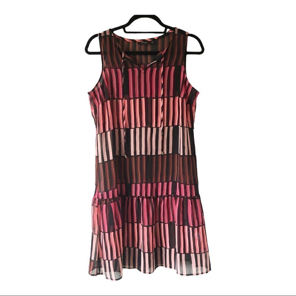 Apt.9 Sleeveless Multicolor‎ Sheer Ruffle Dress/Swimsuit Coverup Size Medium
